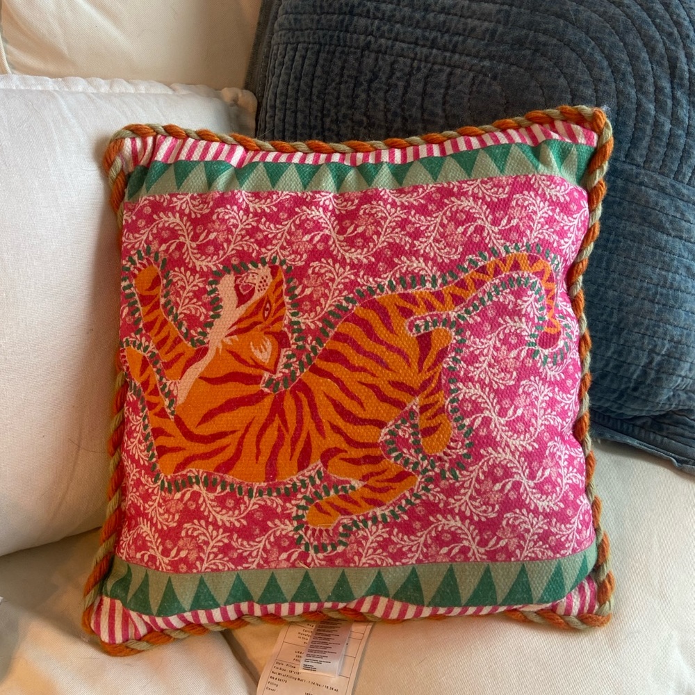 Anthropologie Outdoor Tiger Pillow
